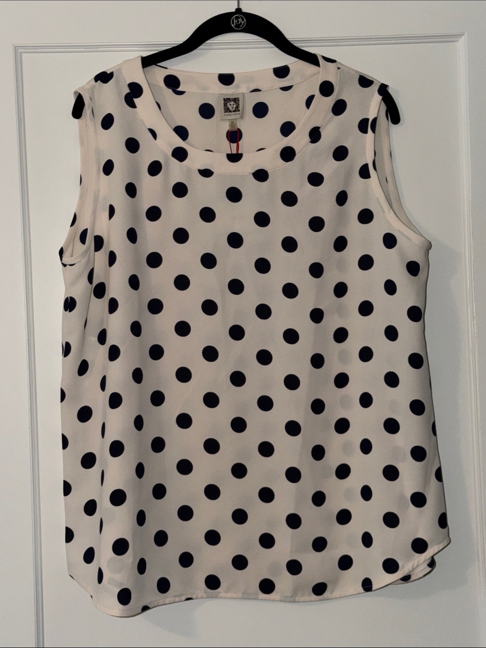 Anne Klein White Sleeveless Polka Dot Camisole - Black Dots
